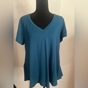 SHEIN Teal V-Neck Short Sleeve Top